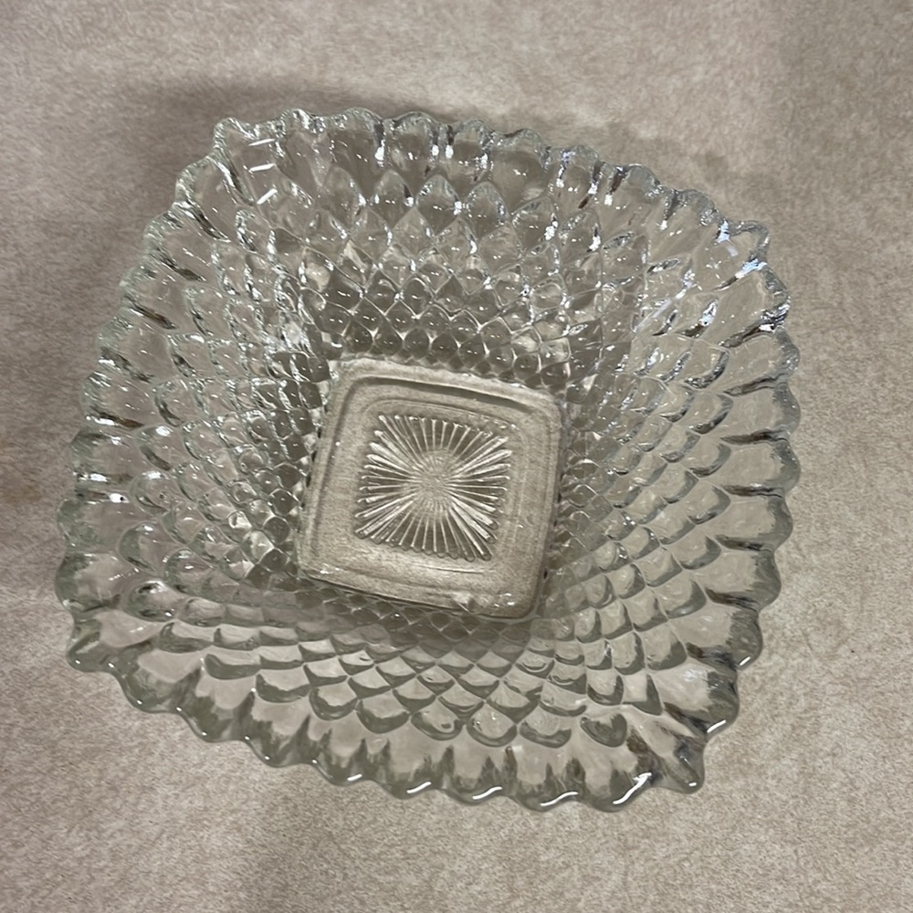 Diamond point Indiana glass cans/relish/trinket dish